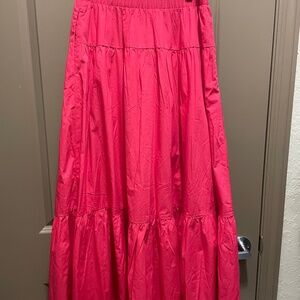 Poplin Tiered Maxi Skirt, Pink, Medium